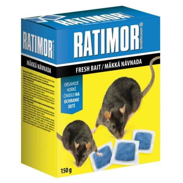 3830050607884-600x600 RATIMOR Mäkká návnada na potkanov a myši – Brodifacoum 150g – Obrázok 1